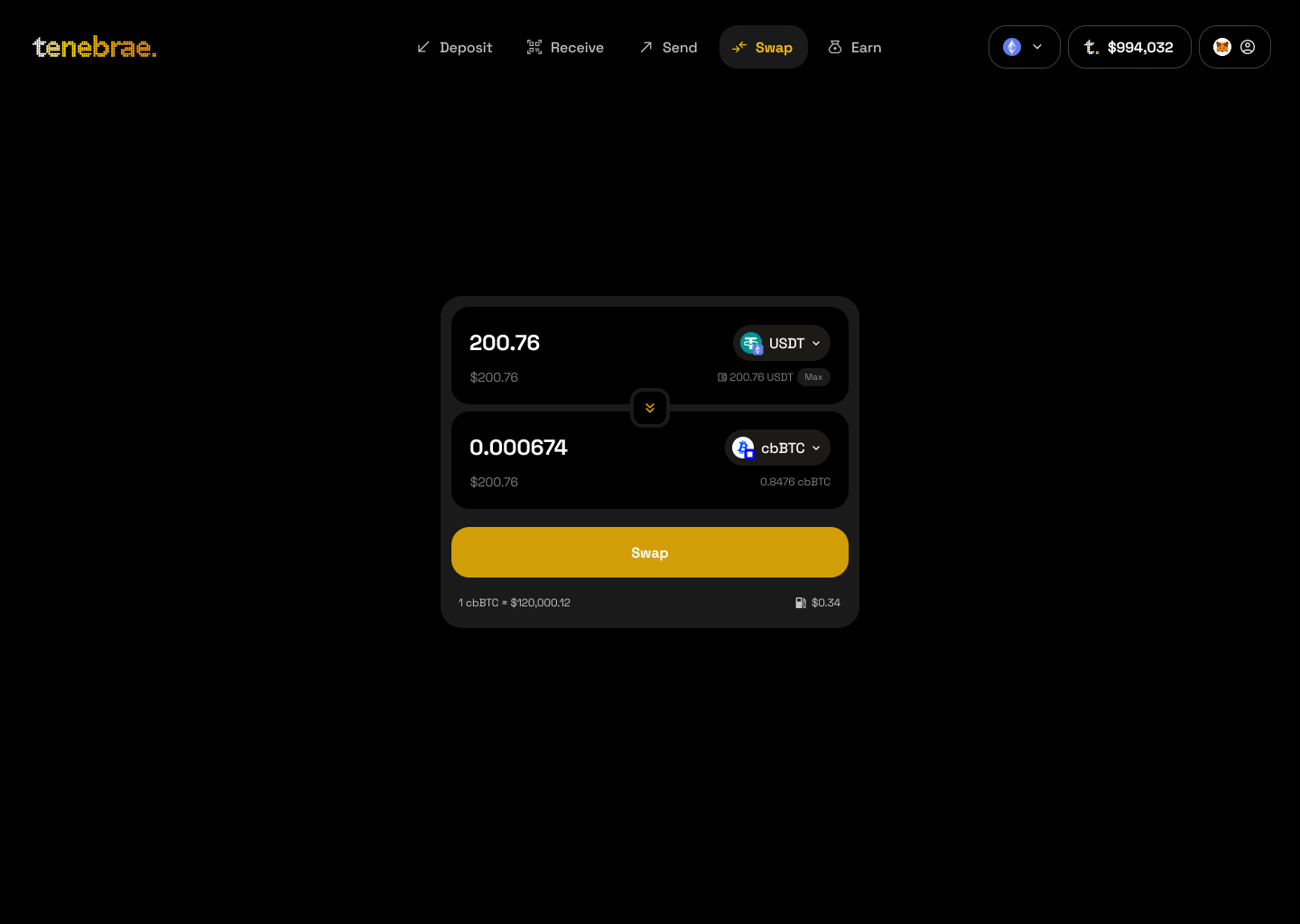 Swap interface preview
